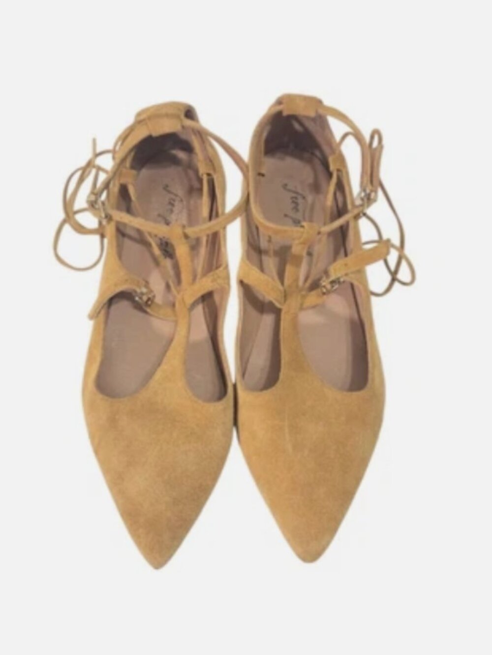 Free People Isabelle Flats Suede Shoes Leather Lace Up Italy Size 39 US 8-8.5